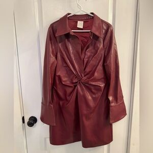 Cinq à Sept Vegan Leather McKenna Dress Burgundy